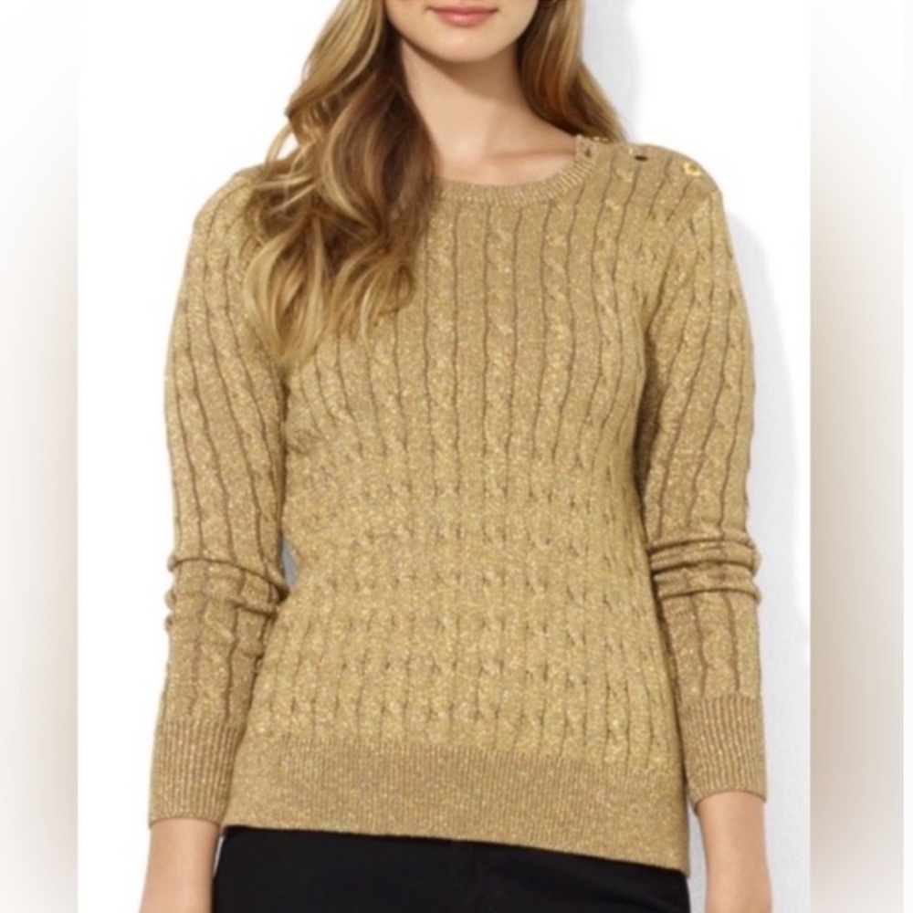 RALPH LAUREN gold cable-knit sweater